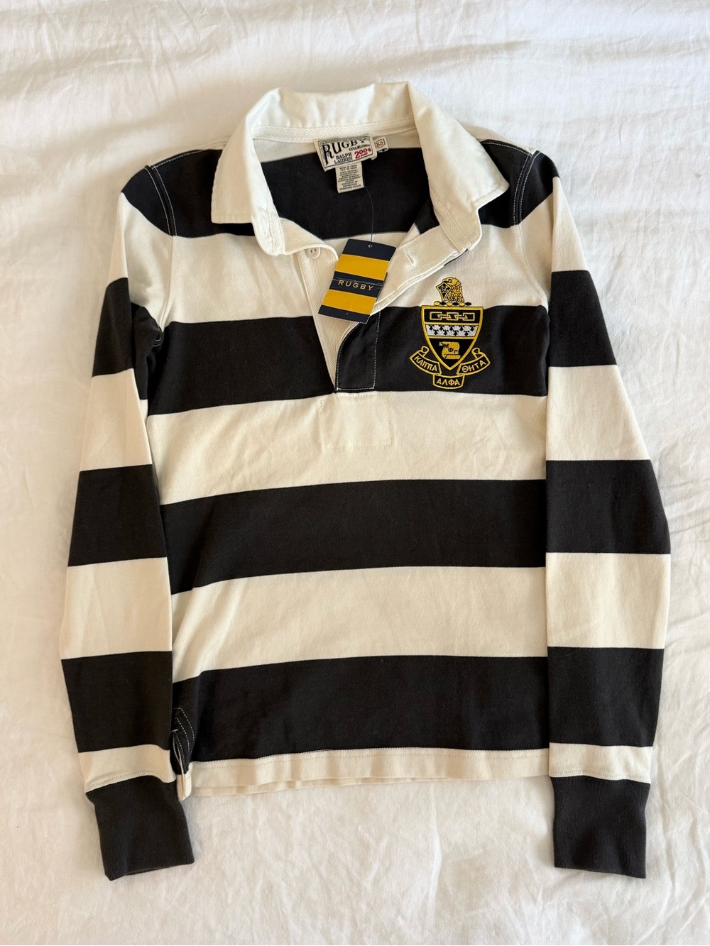 NWT Rugby Ralph Lauren Striped Rugby Polo Shirt XS Black White